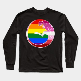 Gay / Lesbian Pride Dilophosaurus T-Shirt White Outline Long Sleeve T-Shirt